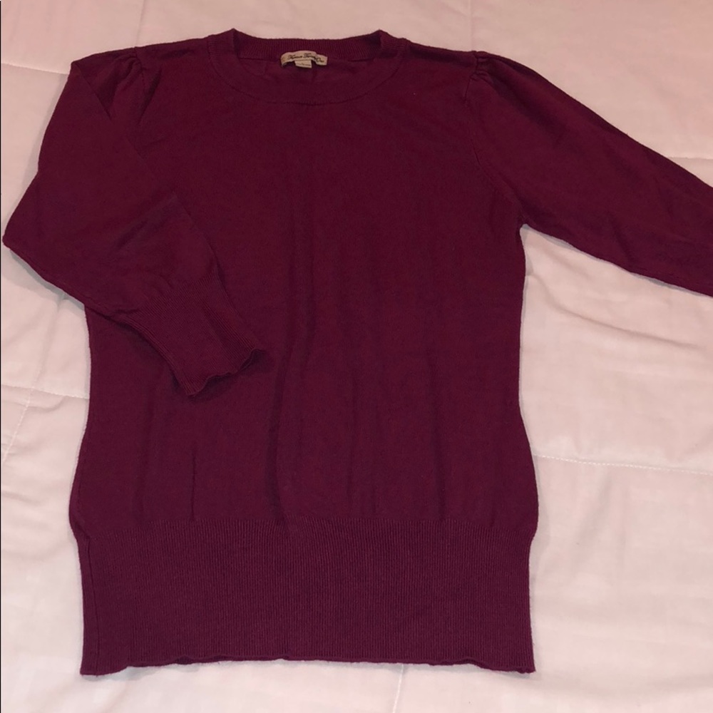 3/4 sleeve purple sweater